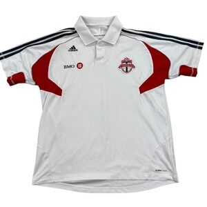 Adidas Toronto FC Soccer Jersey Men's Small White Red Polo Shirt Y2K Athletic